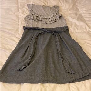Gray Ruffled Casual Kids Dress